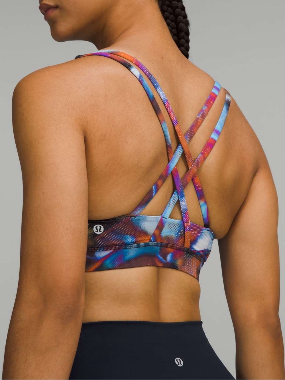 Lululemon Energy Sports Bra Hyper Multi Criss Cross Strappy Back Size 4